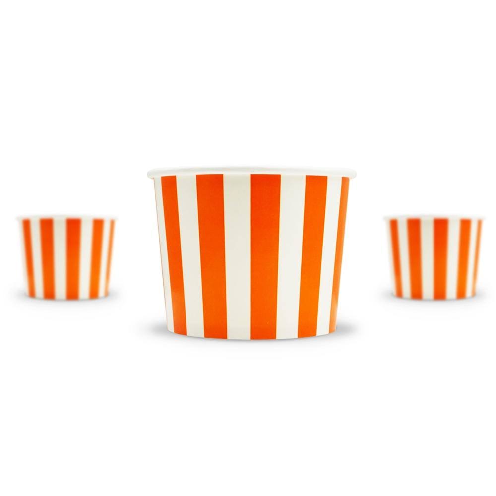 12 oz Orange Striped Ice Cream Cups, 1 Case of 1,000 Cups T881932