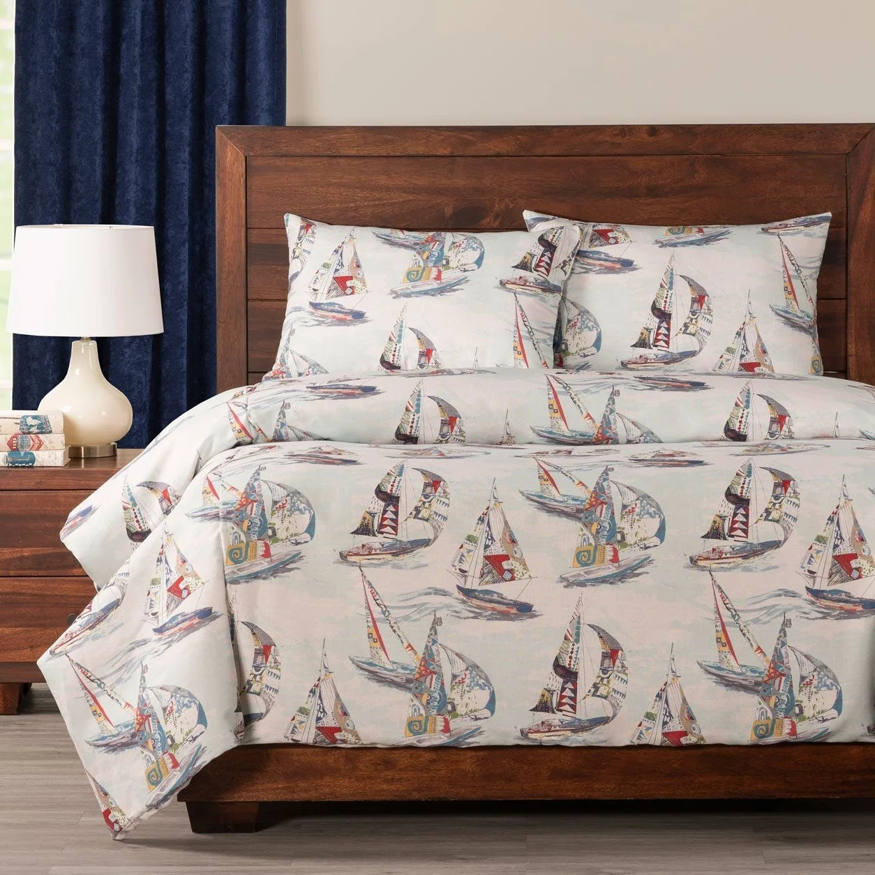Sailboat Nautical Print Duvet Set California King 3 Piece Z80918