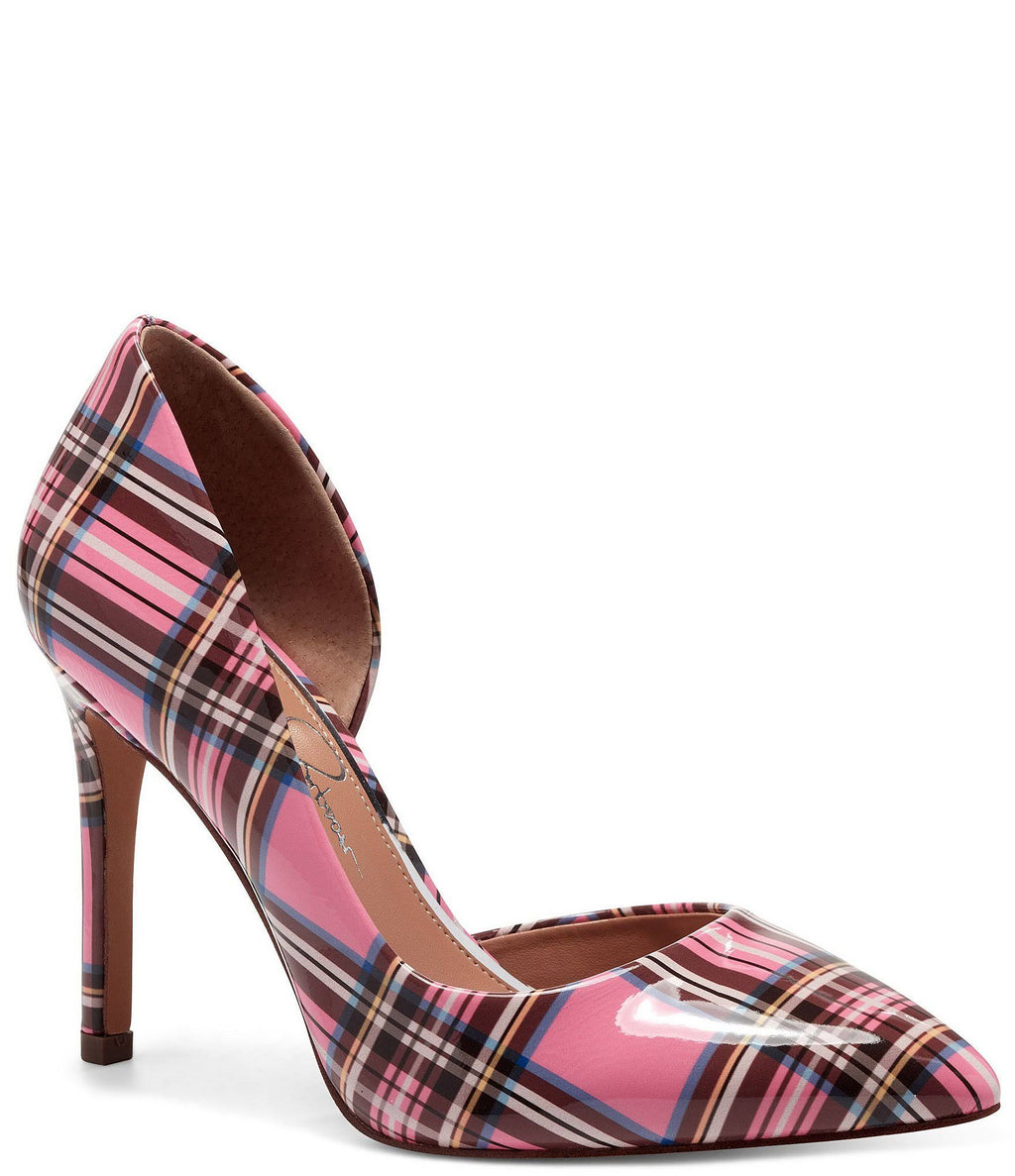 Plaid Print Patent D'Orsay Pumps F711