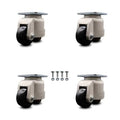Nylon Swivel Caster Set of 4 with 2.83x22 Diameter Black Wheels K14118