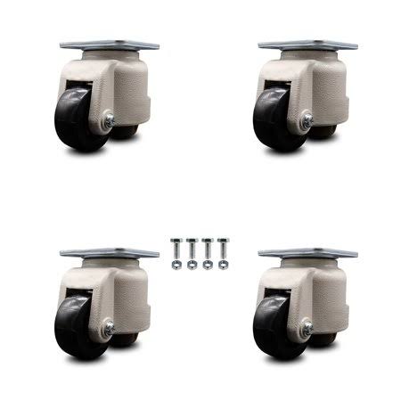 Nylon Swivel Caster Set of 4 with 2.83x22 Diameter Black Wheels K14118