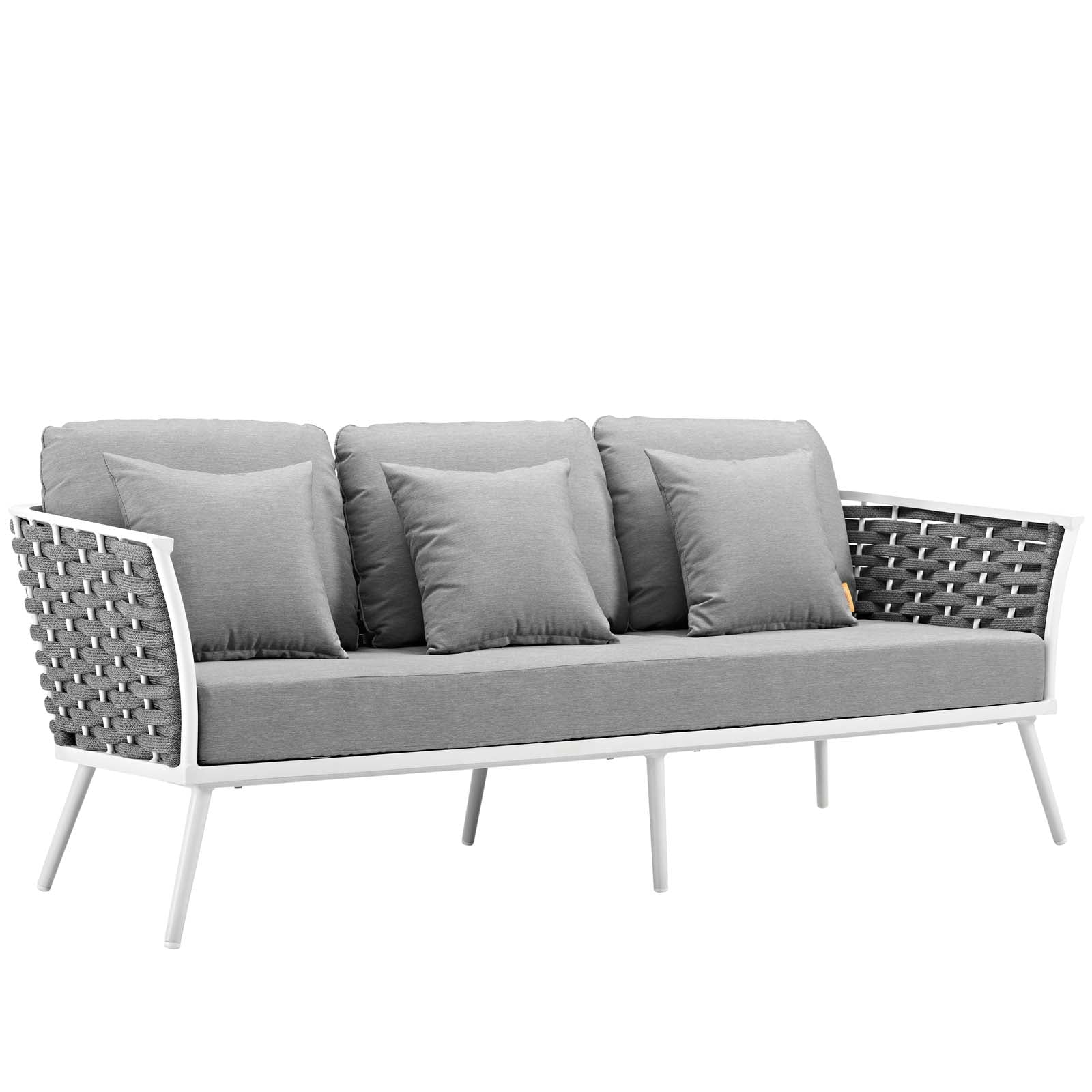 White Gray 6 Piece Aluminum Patio Sectional Sofa Set G90038
