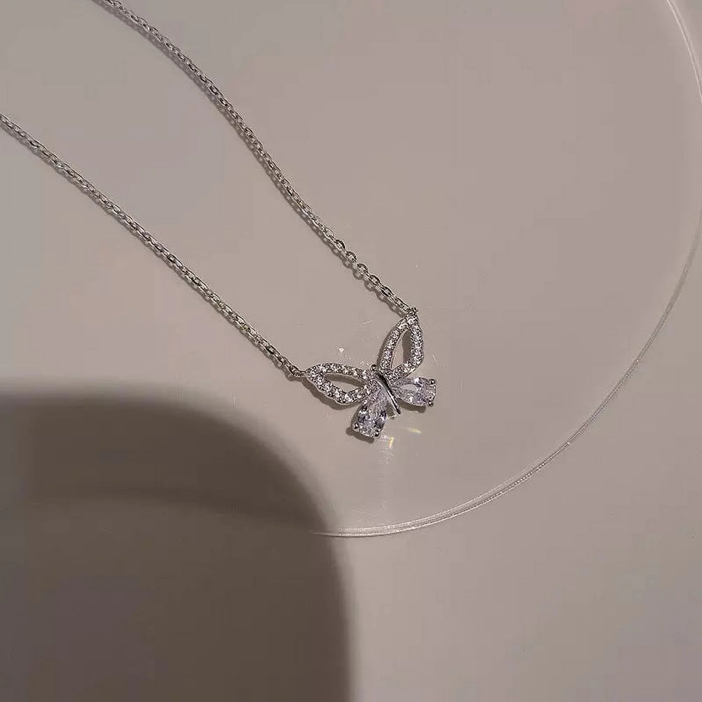 Delicate Butterfly Zircon Choker Necklace F616087
