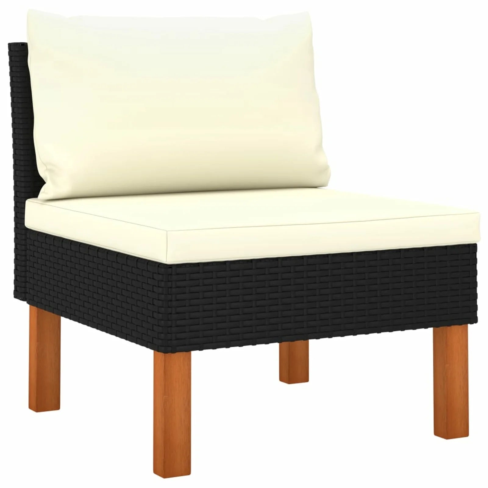 8 Piece Cream White Cushioned Poly Rattan Sectional Outdoor Furniture Set J523