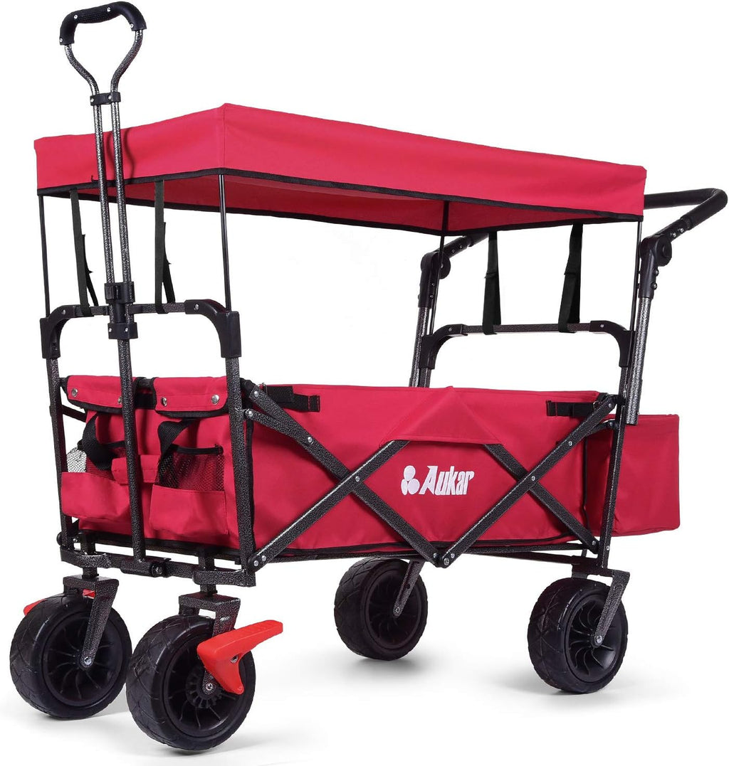 Collapsible Folding Wagon Utility Garden Cart with 7 All-Terrain Wheels Q62016