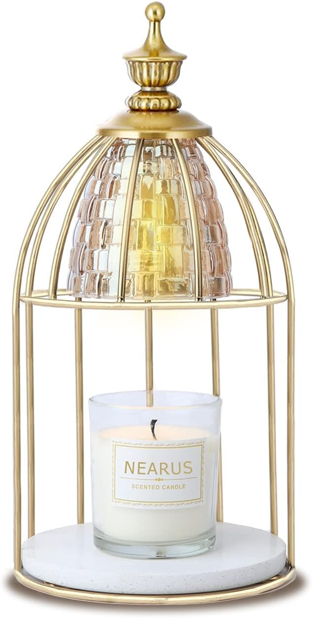 Candle Warmer Lamp with Marble Base and 2 Bulbs (Black) W3962