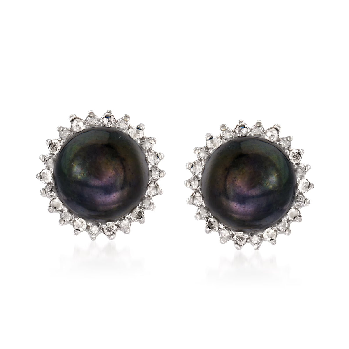7-7.5mm Cultured Button Pearl and .13 ct. t.w. Diamond Stud Earrings in Sterling Silver H62324