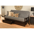 Espresso Full-Size Wood Storage Futon with Mattress W118