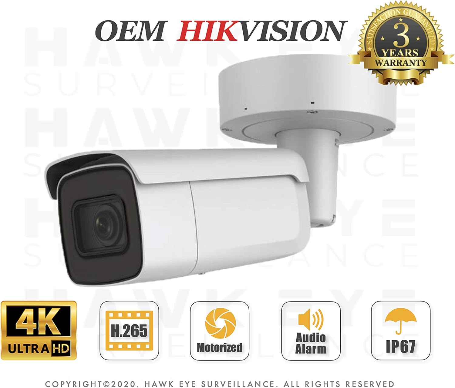 4K PoE Security IP Camera 8MP Vari-Focal Bullet Onvif Weatherproof 2.8-12mm Motorized Lens Y6811
