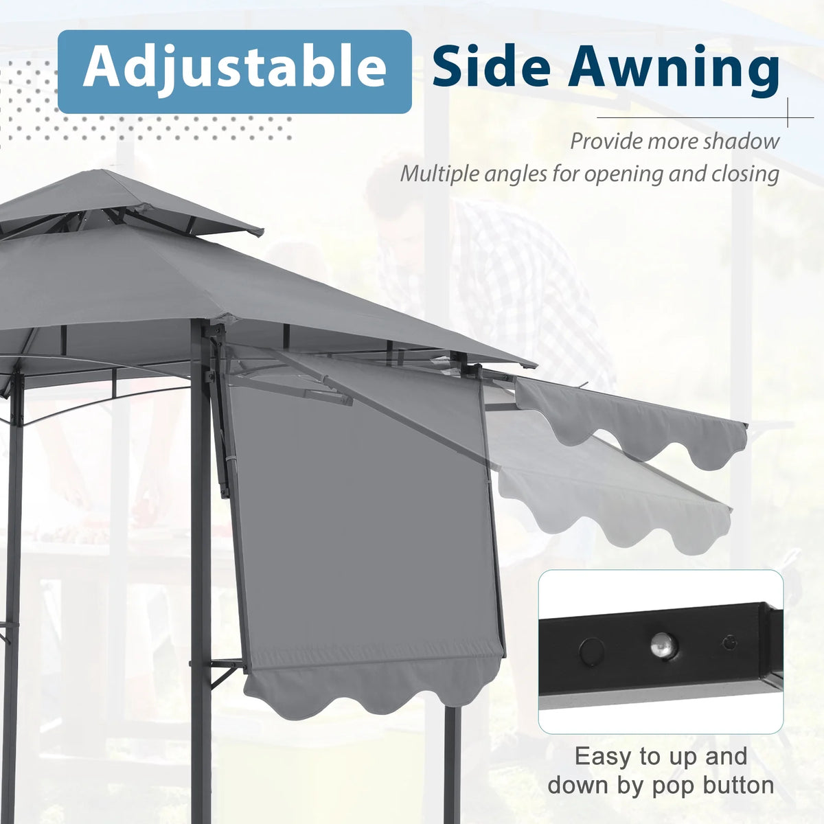 8’ x 5’ Grill Gazebo with Adjustable Side Awning M23012