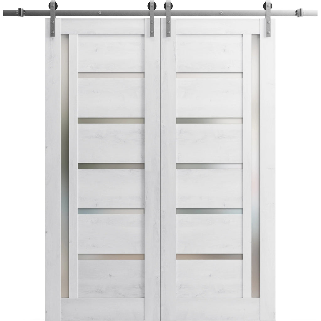 Double Barn Door 48 x 80 inches with Frosted Glass S411