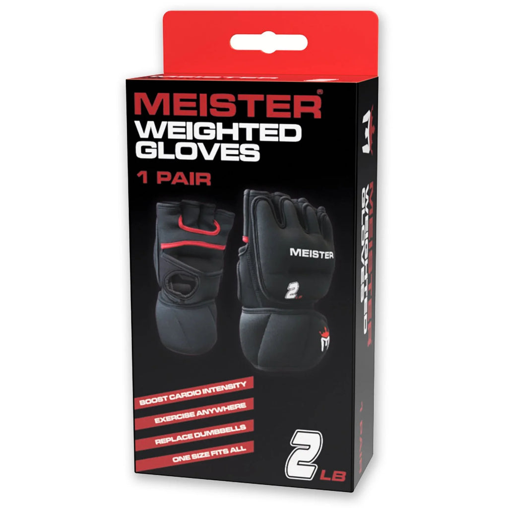 2 Pound Neoprene Weighted Gloves (Pair) - 2lb x 2 - Black/Red Q180