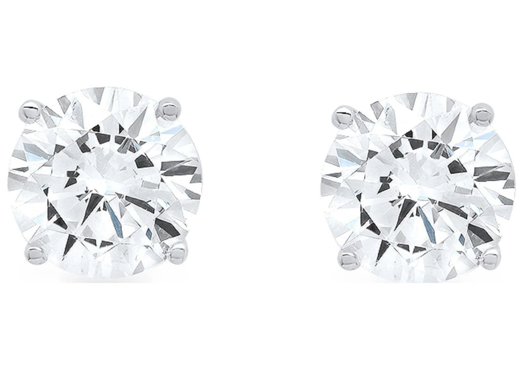 18k White Gold Blue Simulated Diamond Stud Earrings V79141