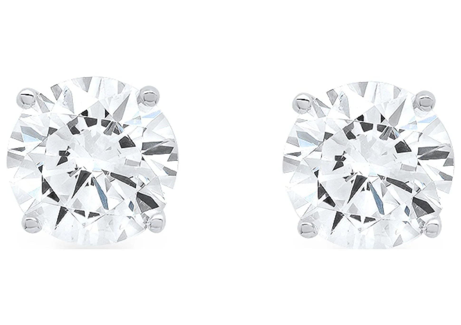 18k White Gold Blue Simulated Diamond Stud Earrings V79141