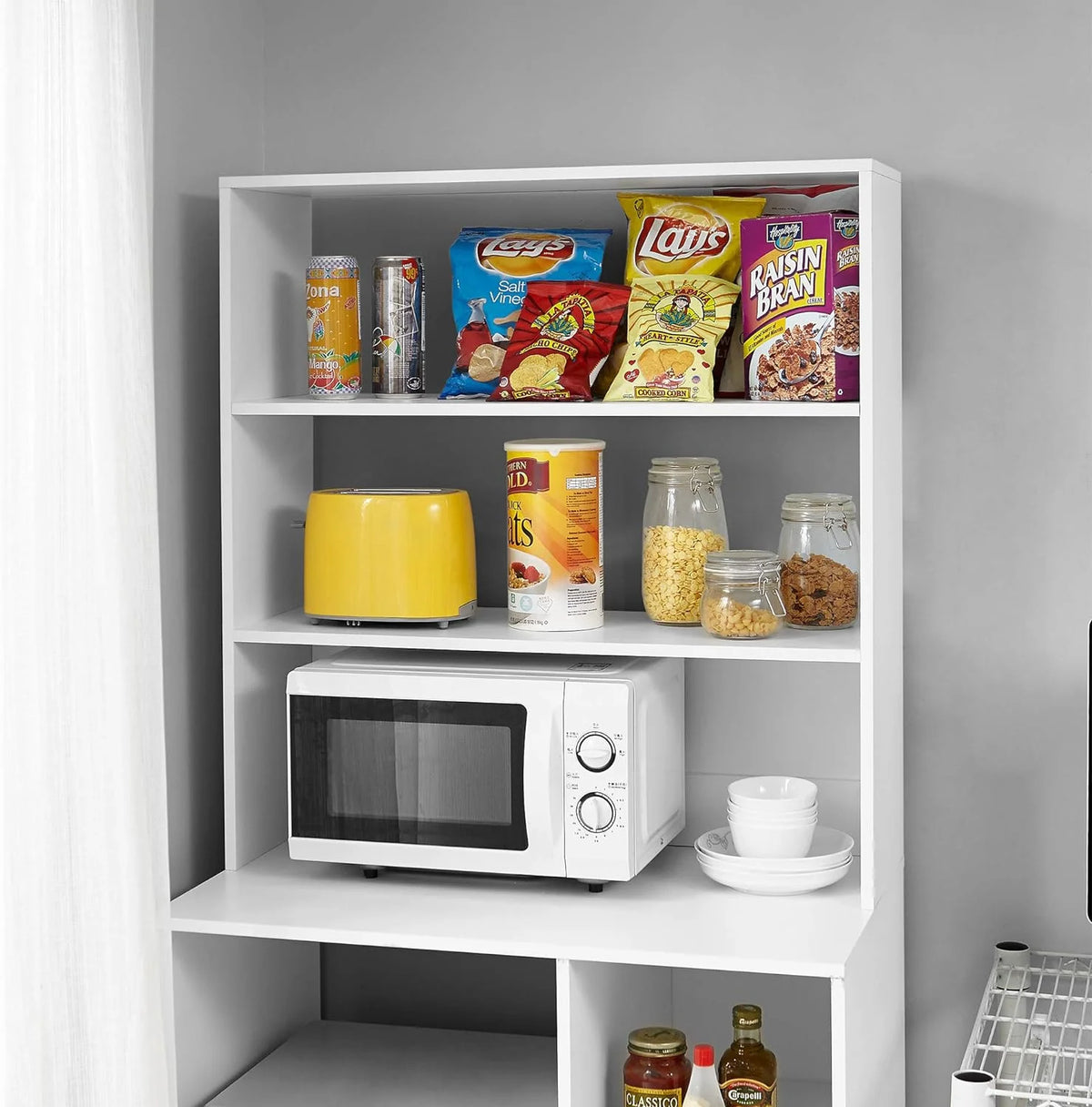White Mini Fridge Dorm Station With Top Shelf F7767