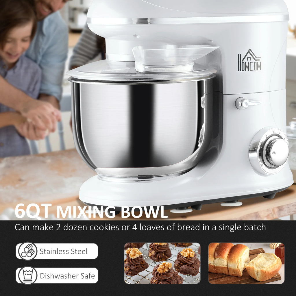 600W Tilt Head Stand Mixer with 6 Qt Stainless Steel Bowl D96114