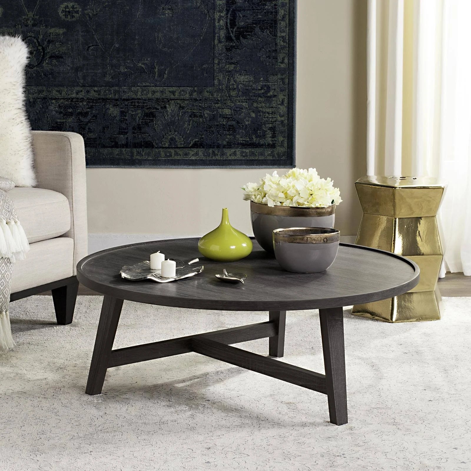 Dark Grey Retro Wood Coffee Table V82334