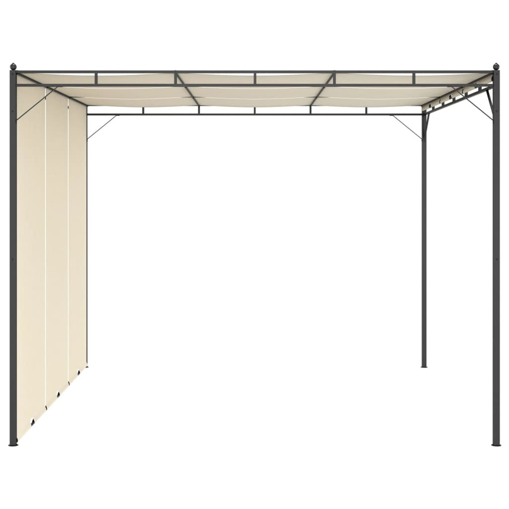Garden Gazebo with Side Curtain Steel Frame Sun Shade Shelter Cream 118.1 x 118.1 x 88.6 Inches I460