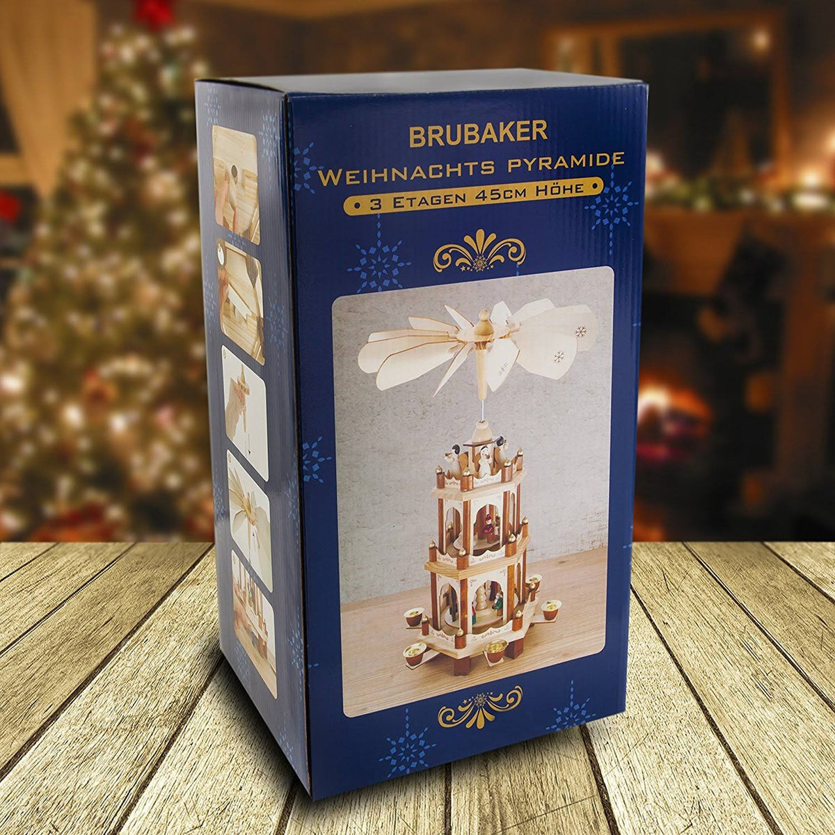 Wooden Christmas Pyramid 18 Inches 3 Tier Carousel L68595