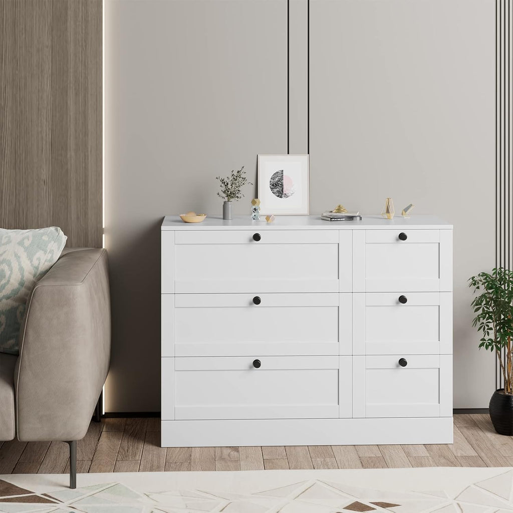 White 6 Drawer Wood Storage Cabinet S898931