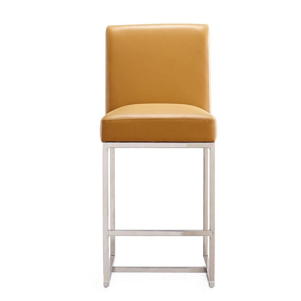 Camel Polished Chrome Stainless Steel Counter Height Bar Stool (Set of 3) Y734