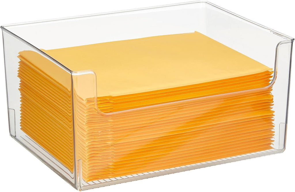 Clear Stackable Plastic Open Front Storage Organizer Bin, 4 Pack D699