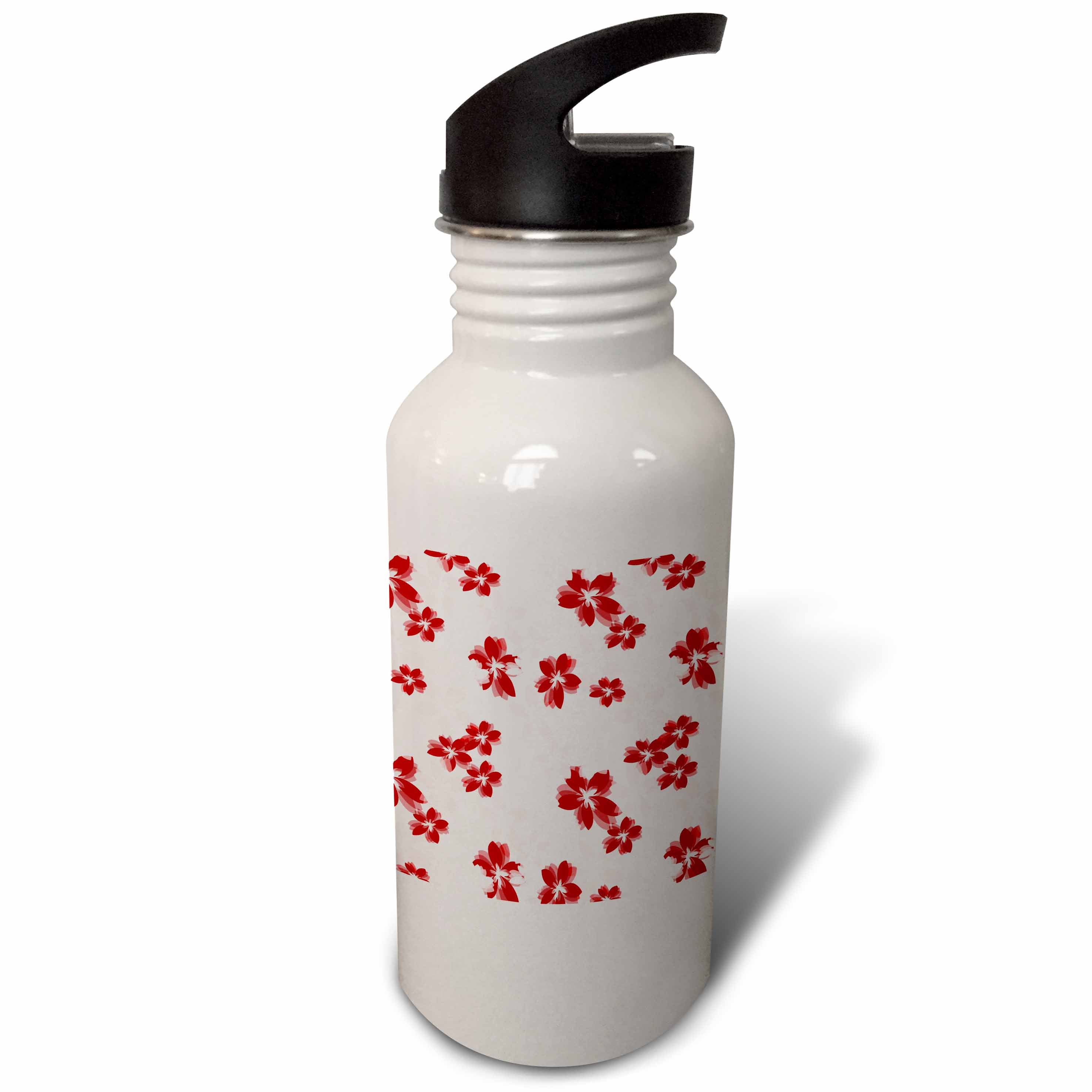 Tropical Red Floral Print 21 oz Sports Water Bottle B97278