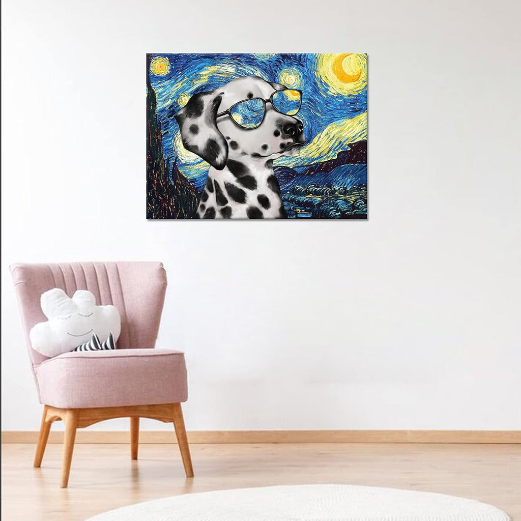 Funny Dog Painting Canvas Prints Wall Art N9438