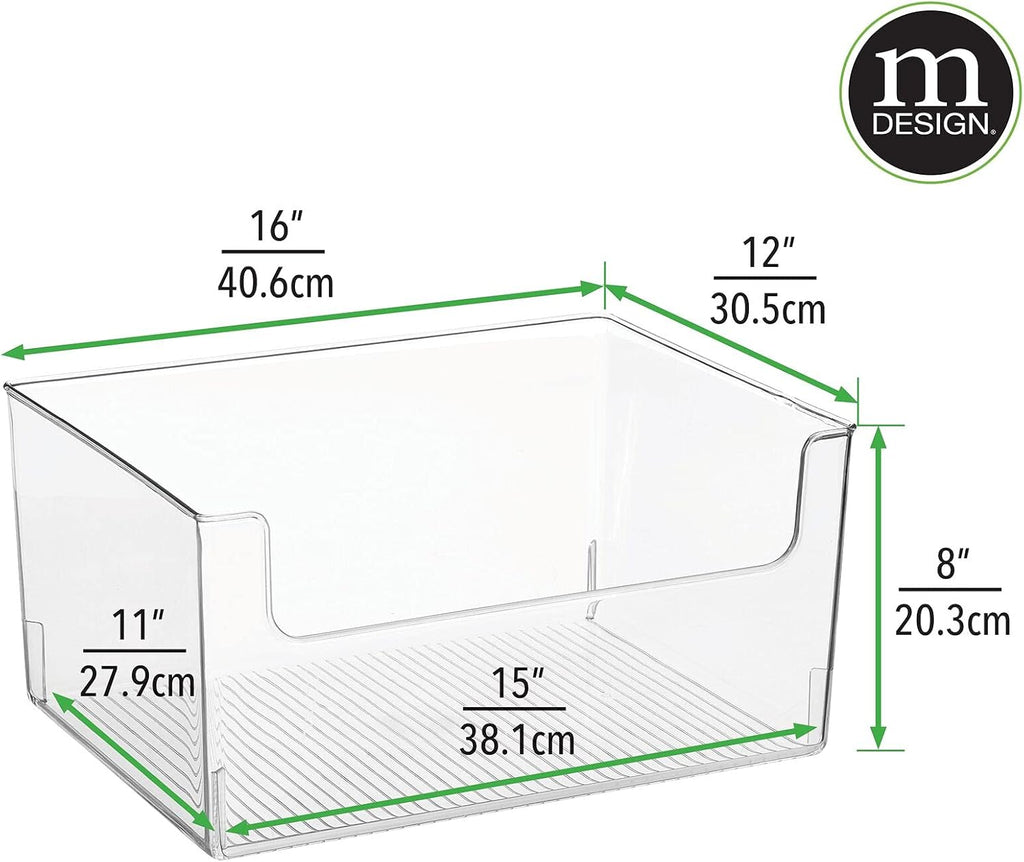 Clear Stackable Plastic Open Front Storage Organizer Bin, 4 Pack D699