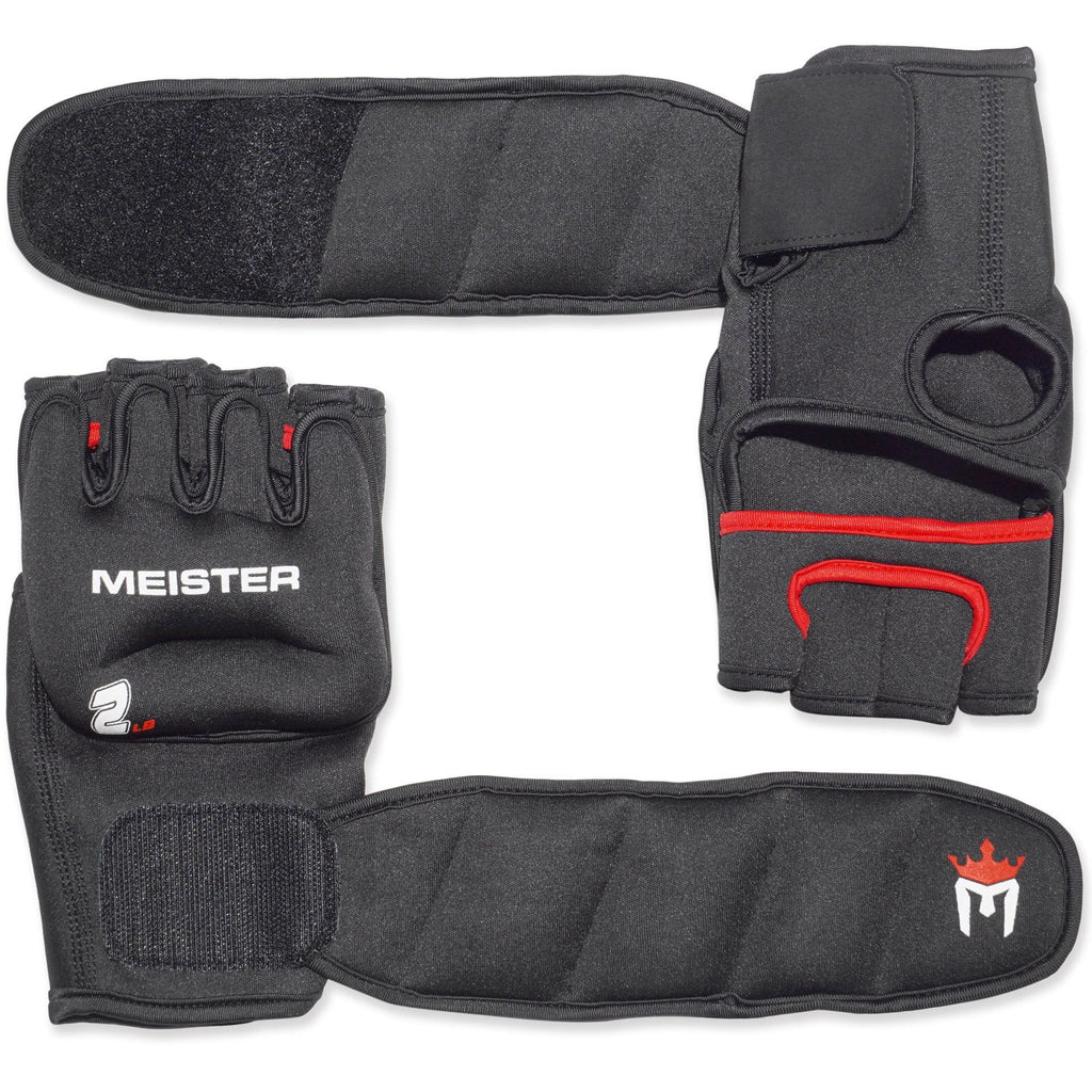 2 Pound Neoprene Weighted Gloves (Pair) - 2lb x 2 - Black/Red Q180