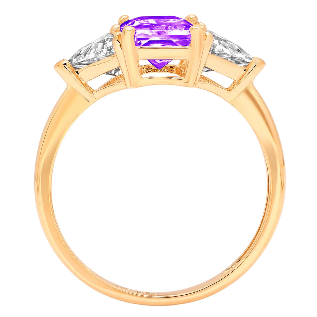 18k Yellow Gold 3 Stone Amethyst Ring Q798587