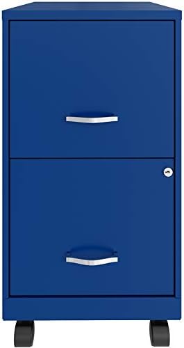 White 2 Drawer Metal Mobile File Cabinet with Lock U3181
