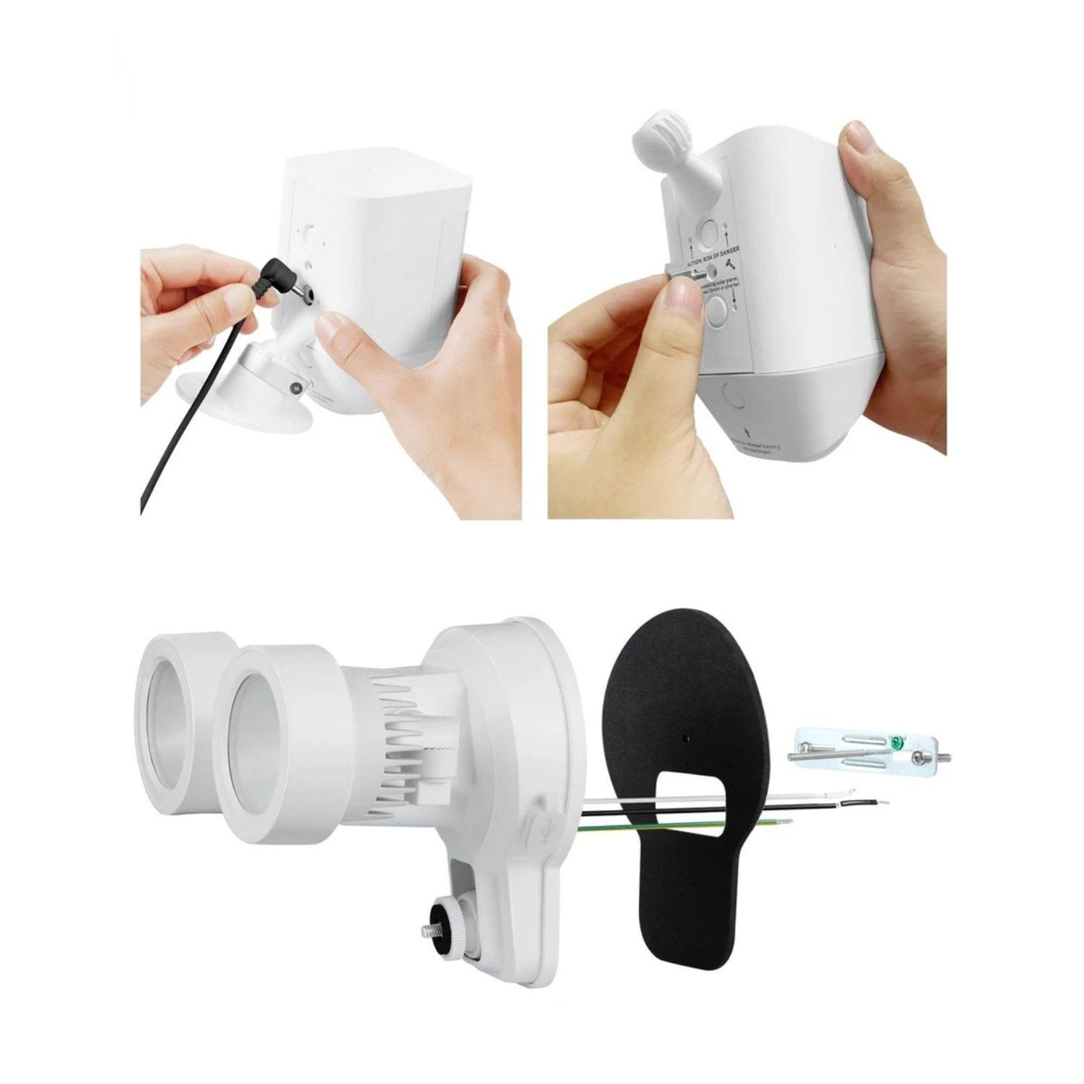 3-in-1 Floodlight, Charger and Mount for Ring Stick Up Cam and Spotlight Cam Battery (Black) V1970