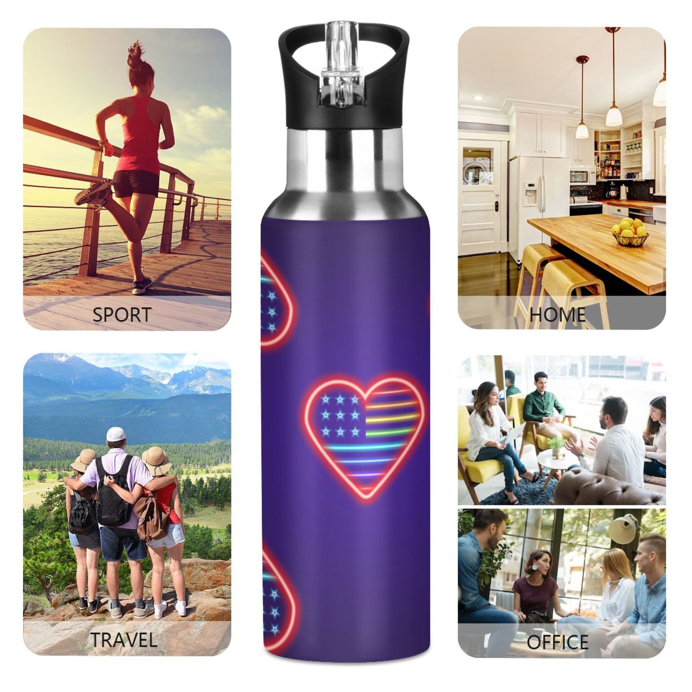 Stainless Steel Insulated Water Bottle with Straw Lid X71370
