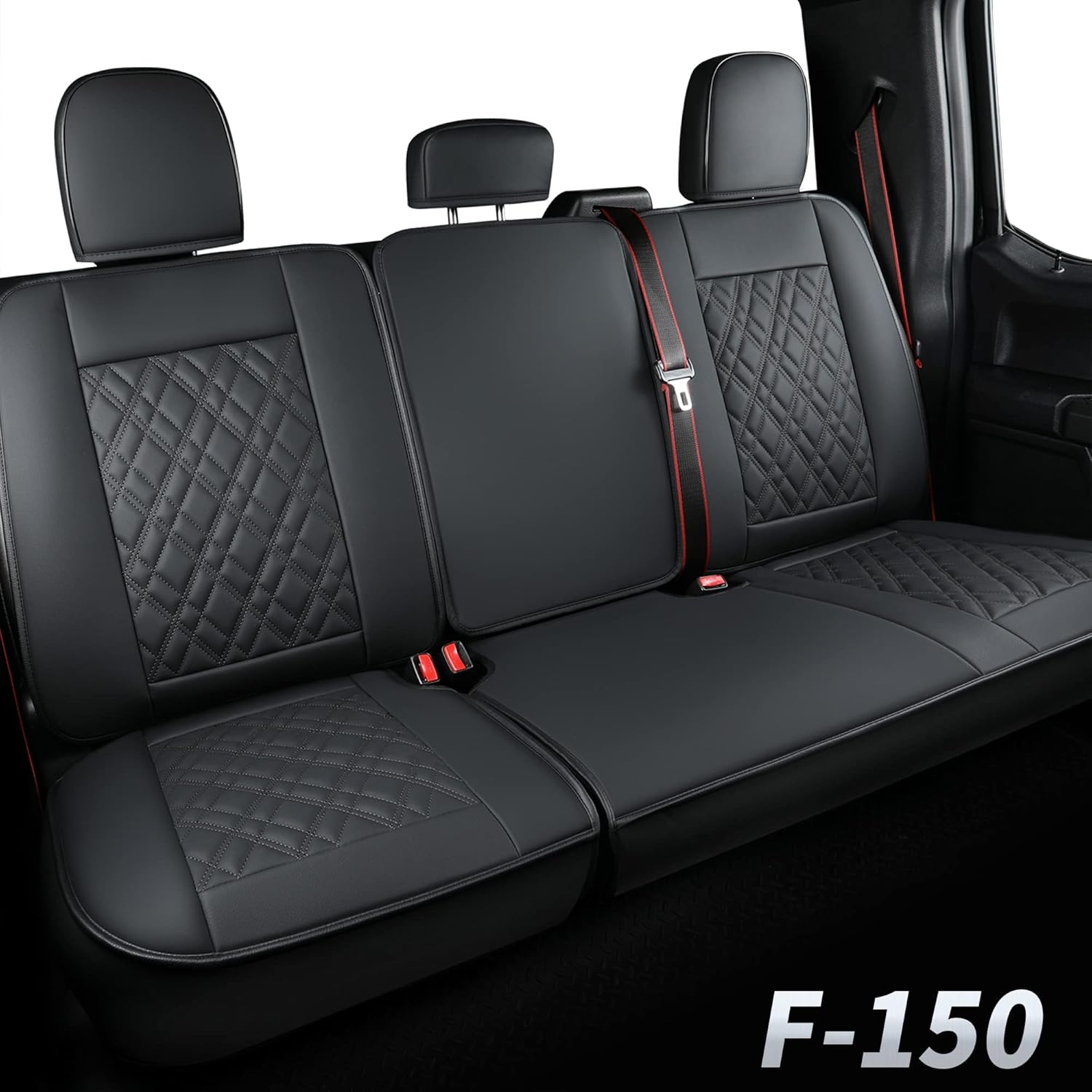 Faux Leather Seat Covers Full Set Black&Blue D501