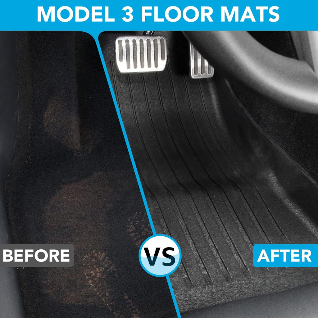 Tesla Model 3 Floor Mats TPE Full Set All Weather Waterproof Front Rear Cargo Liner C719567