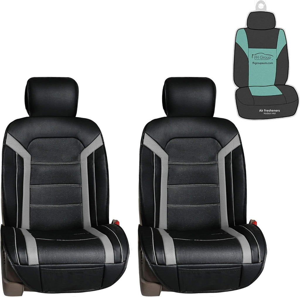 Black Leather Seat Cushions Front Set D824