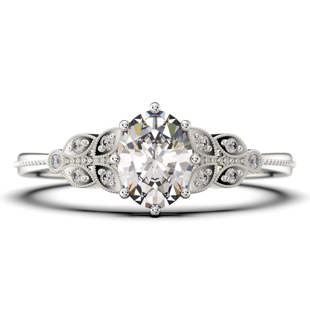 Oval Cut Diamond Moissanite Engagement Ring Set in 925 Sterling Silver K790939