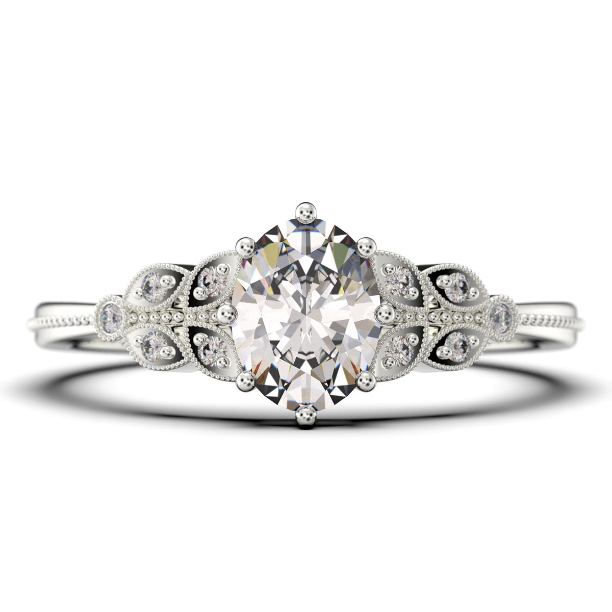 Oval Cut Diamond Moissanite Engagement Ring Set in 925 Sterling Silver K790939