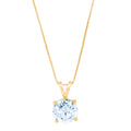 0.5 ct Round Cut Natural Swiss Blue Topaz 18k Yellow Gold Pendant with 16" Gold Chain L52144