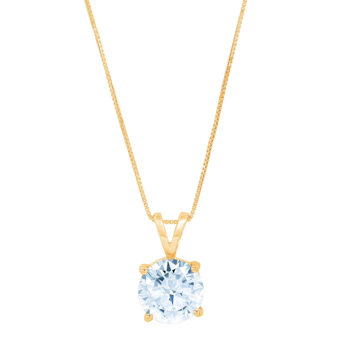 0.5 ct Round Cut Natural Swiss Blue Topaz 18k Yellow Gold Pendant with 16" Gold Chain L52144