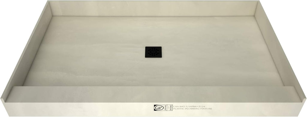 Shower Pan Kit with Flashing, Right Drain, Single Curb Shower Base, 2" PVC Drain and Grate Included, 48" Width x 42" Depth X4778