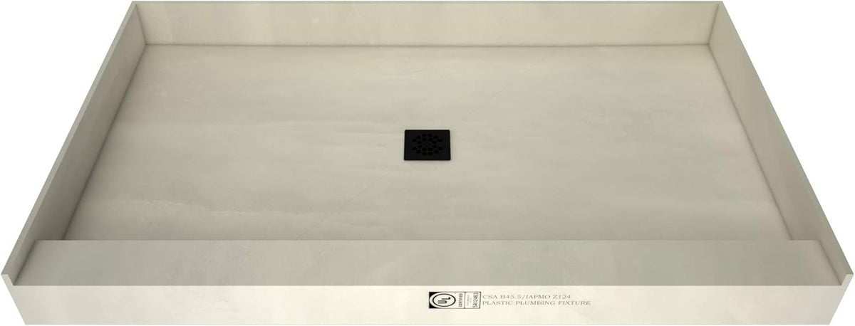Shower Pan Kit with Flashing, Right Drain, Single Curb Shower Base, 2" PVC Drain and Grate Included, 48" Width x 42" Depth X4778
