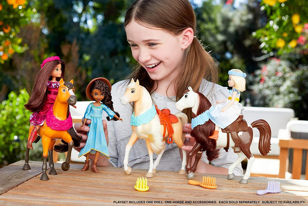 Lucky Doll with Dress, Floral Crown, Brush & Spirit Horse with Long Mane, Floral Garland, Horse Blanket W8718