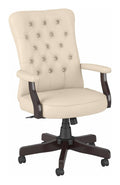 Antique White Leather High Back Tufted Office Chair with Arms C65201