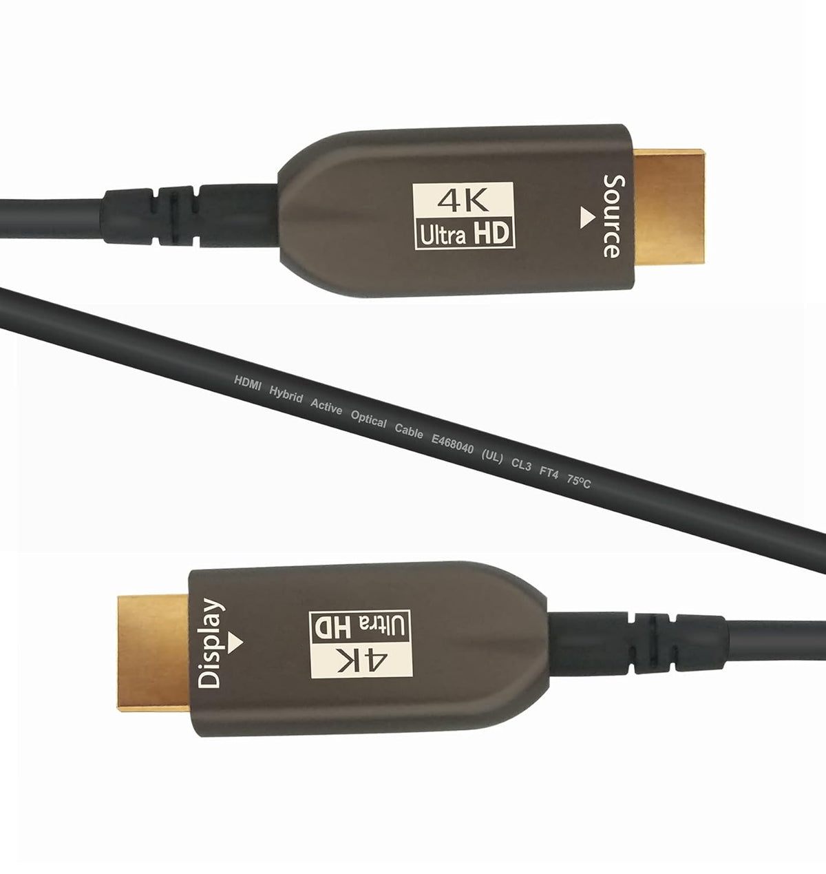 10ft 4K HDMI 2.0 Fiber Optic Cable, 18Gbps, CL3 Rated, Pack of 2 V636331