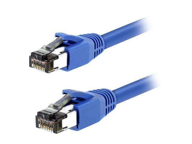 Cat 8 Ethernet Cable 50 ft. Blue Shielded Patch Cord F7337