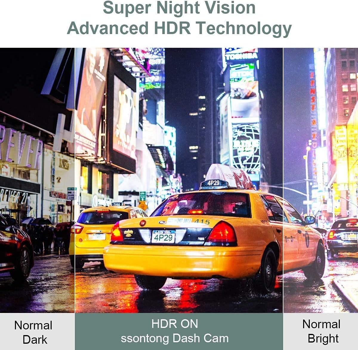 Dash Cam Front and Rear 1080P Full HD Dual Dash Cam 3 IPS Screen Night Vision 170° Wide Angle Motion Detection G-Sensor with SD Card W215174