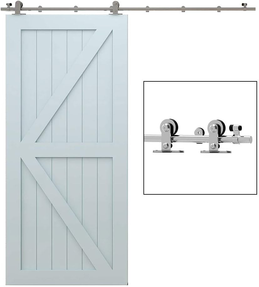 7FT Sliding Barn Door Hardware Kit, Top Mount Stainless Steel Heavy Duty Barn Door Track T6459