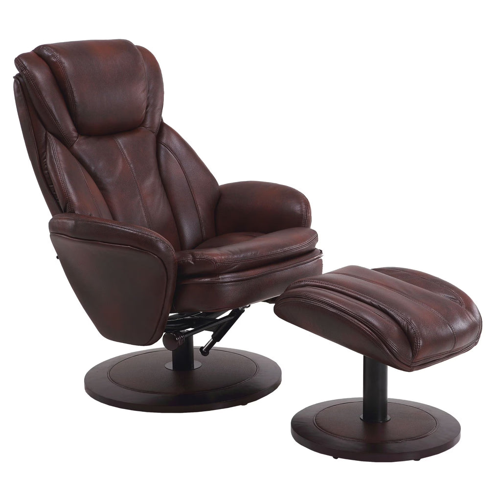 Red and Black Adjustable Swivel Recliner with Ottoman H55555